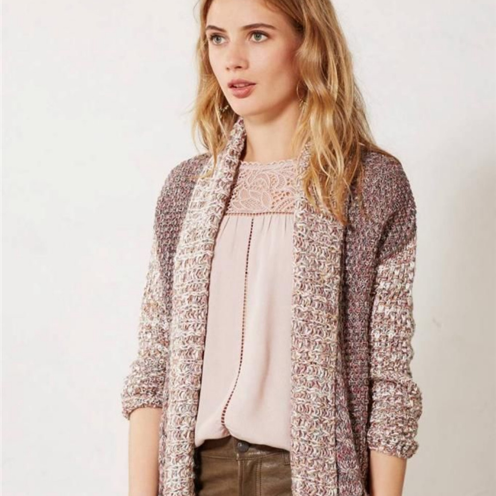 Anthropologie Woodhouse Cardigan Open Front Sweater Cardi By Moth size M NWT
